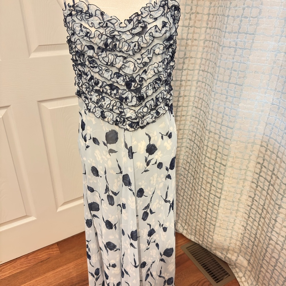 Floral Ruffle Maxi Boudoir Dress